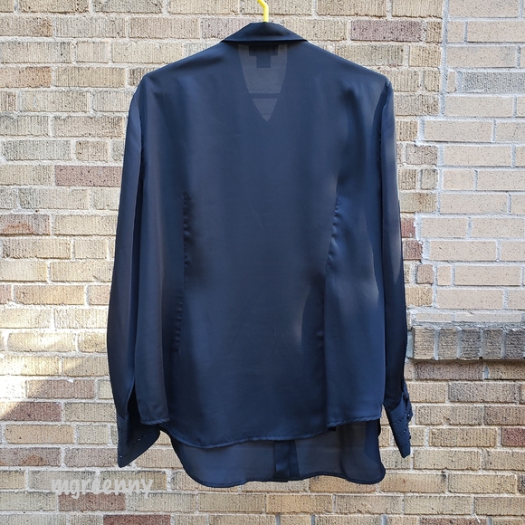 Lane Bryant Black Blouse with Beaded Accents - Picture 2 of 8